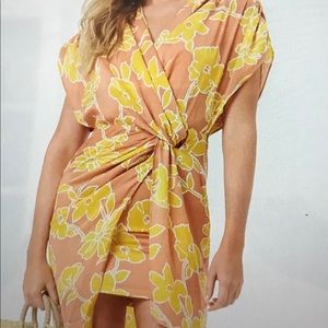 Floral front twist dress